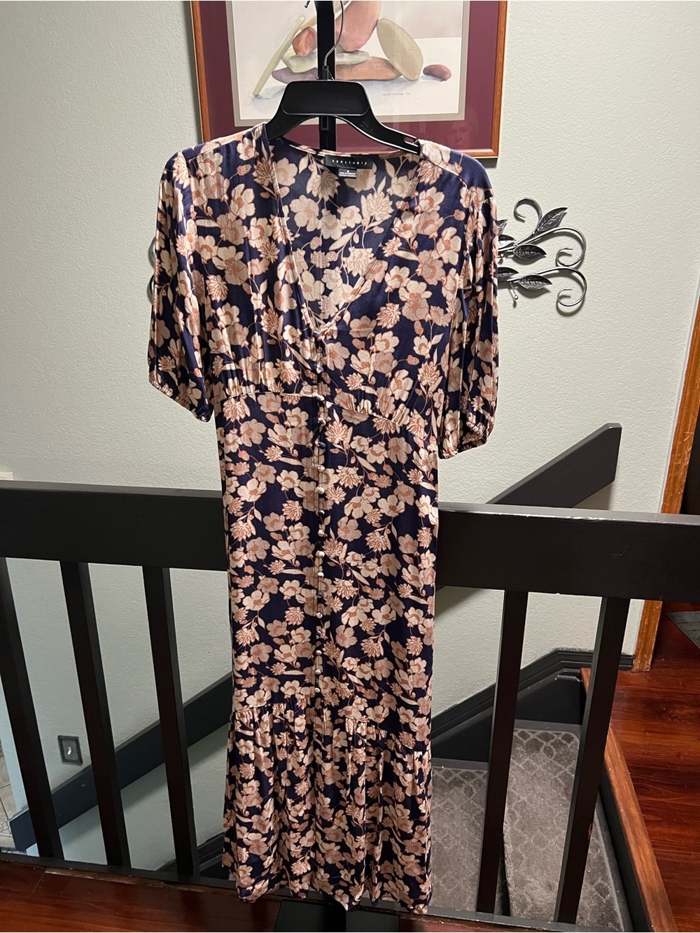 Sanctuary Navy Maxi Dress with Blush Floral Print #285